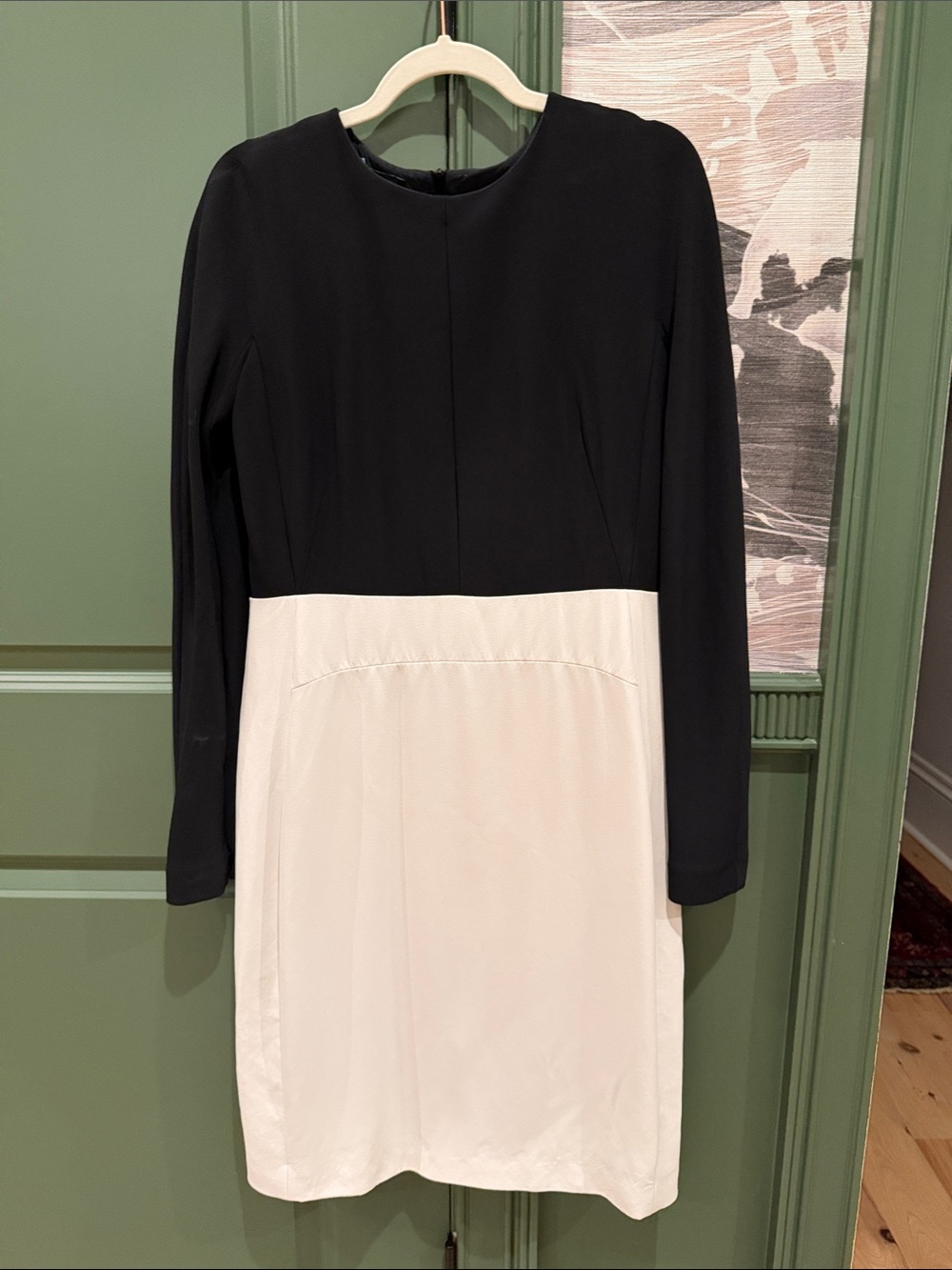 Narcisco Rodriguez Classic Black and White Long-Sleeve Sheath Dress